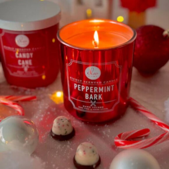 DW Home Other - DW Home Peppermint Bark Candle 8.6 Ounces Red Glass Jar with Lid NEW